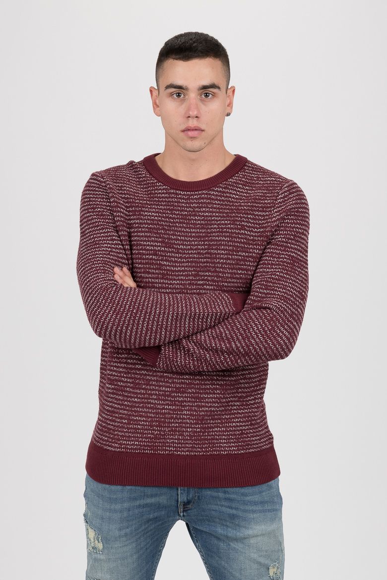 Tommy Hilfiger Sveter - HONEYCOMB SLUB SWEATER bordový
