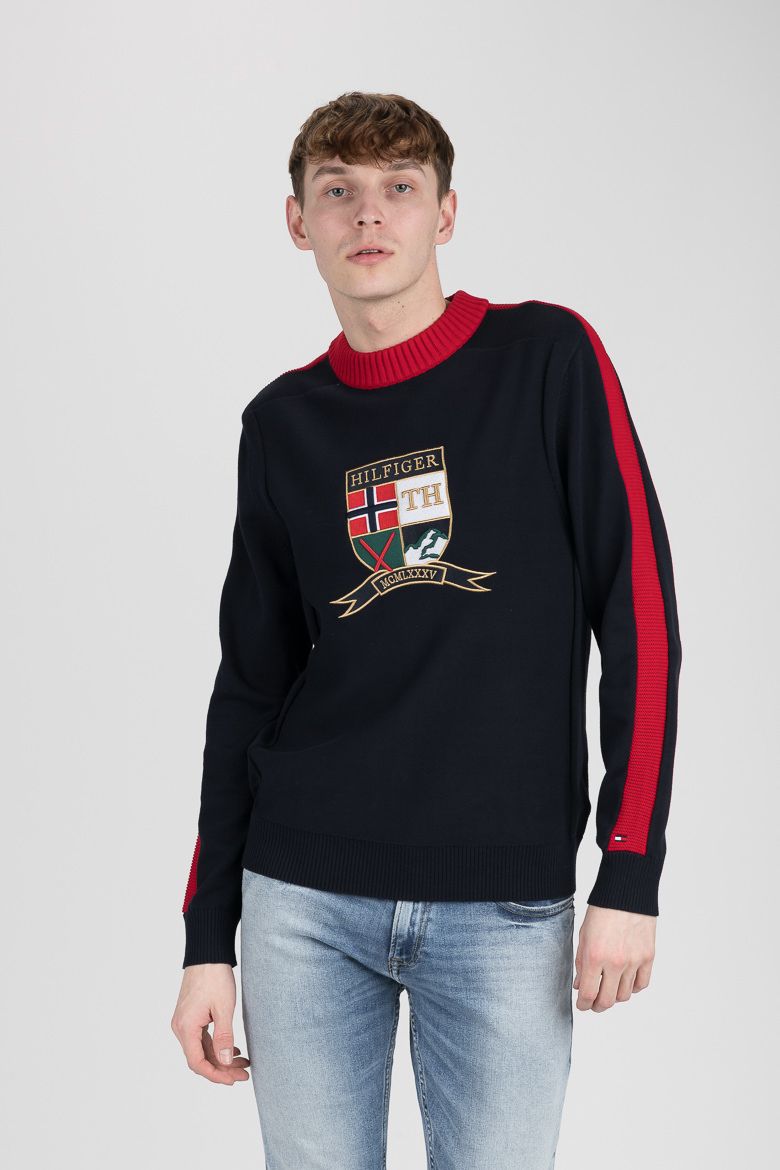 Tommy Hilfiger Sveter - BOLD ARTWORK SWEATER tmavomodrý