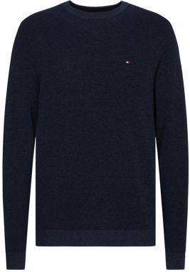 Tommy Hilfiger Sveter - MOULINE STRUCTURE CREW NECK modrý