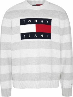 Tommy Jeans Sveter - TJM FLAG SWEATER sivá