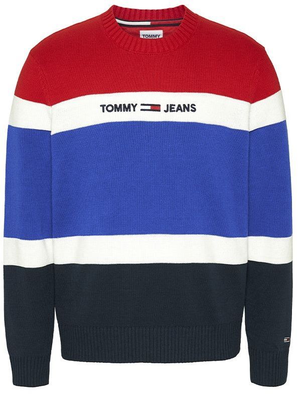 Tommy Jeans Sveter - TJM LINEAR LOGO SWEATER viacfarebný