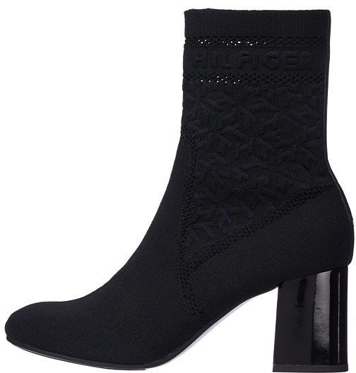 Tommy Hilfiger Čižmy - TH KNITTED MID HEEL BOOT čierne