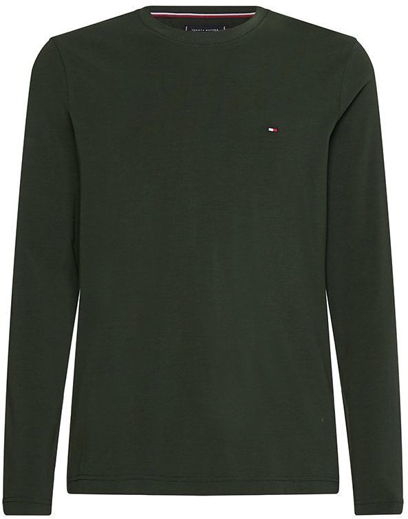 Tommy Hilfiger Tričko - STRETCH SLIM FIT LONG SLEEVE TEE zelené