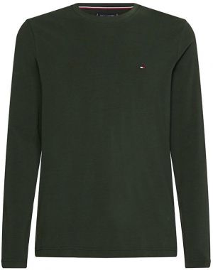 Tommy Hilfiger Tričko - STRETCH SLIM FIT LONG SLEEVE TEE zelené