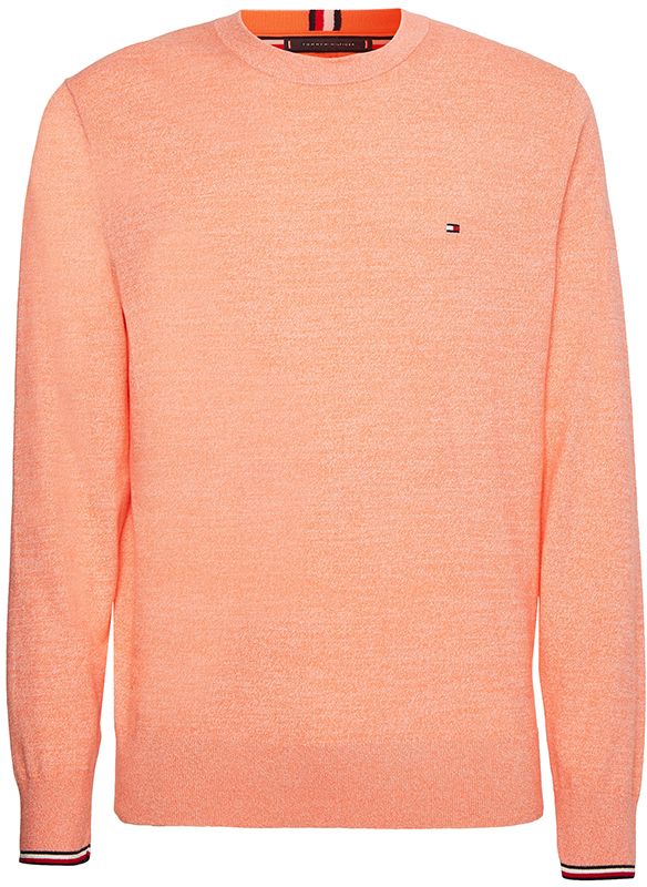 Tommy Hilfiger Sveter - TIPPED PIMA CTN MOULINE C-NK oranžový