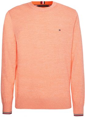 Tommy Hilfiger Sveter - TIPPED PIMA CTN MOULINE C-NK oranžový