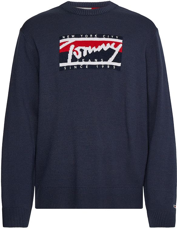 Tommy Jeans Sveter - TJM TOMMY GRAPHIC FLAG SWEATER modrý