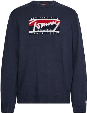 Tommy Jeans Sveter - TJM TOMMY GRAPHIC FLAG SWEATER modrý