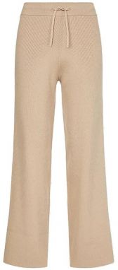 Tommy Hilfiger Nohavice - SOFT RIB WIDE LEG PANT béžové