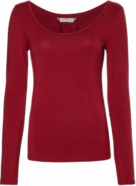 Tommy Hilfiger Tričko - SLIM SOFT TENCEL SCO červené