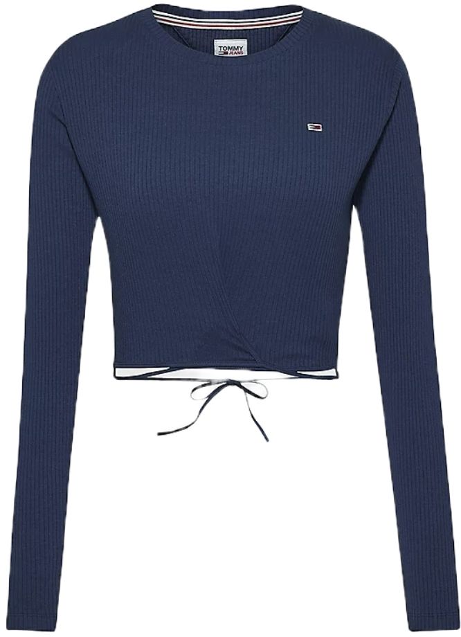 Tommy Jeans Tričko - TJW CROP STRAP FRONT modré