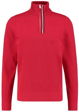 Tommy Hilfiger Sveter - GLOBAL STRIPE BRANDED ZIP MOCK červený