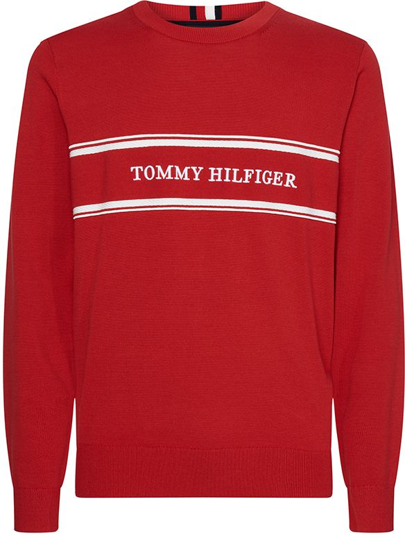 Tommy Hilfiger Sveter - ROPE LOGO SWEATER červenej farby