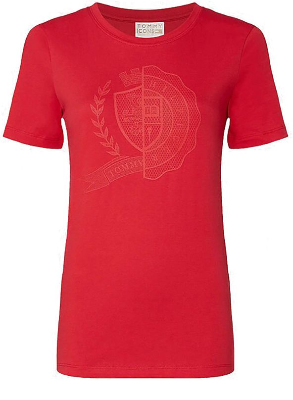 Tommy Hilfiger Tričko - ICON SLIM C-NK TOP SS červené
