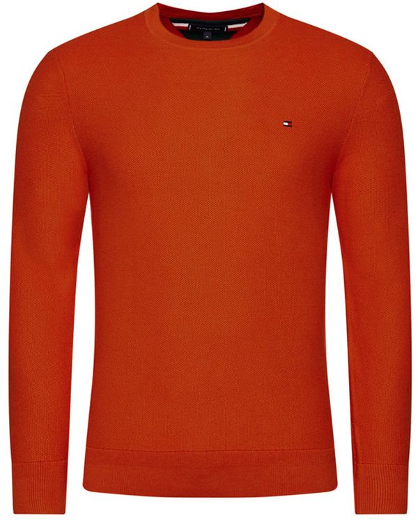 Tommy Hilfiger Sveter - GE-HONEYCOMB CREW NECK oranžový