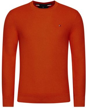 Tommy Hilfiger Sveter - GE-HONEYCOMB CREW NECK oranžový