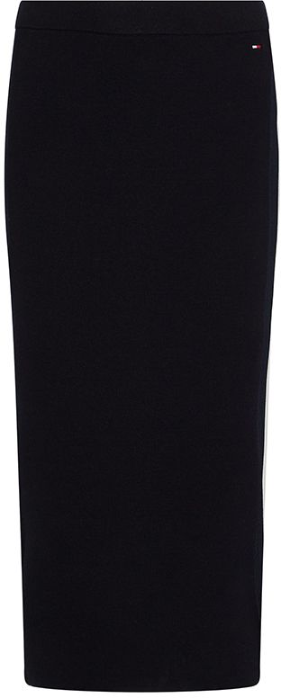 Tommy Hilfiger Sukňa - GLOBAL STRIPE FITTED MIDI SKIRT modrá