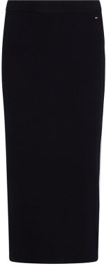 Tommy Hilfiger Sukňa - GLOBAL STRIPE FITTED MIDI SKIRT modrá