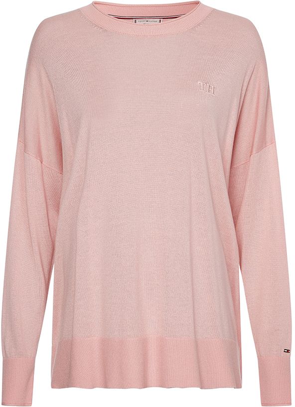 Tommy Hilfiger Sveter - LYOCELL WOOL C-NK SWEATER ružový