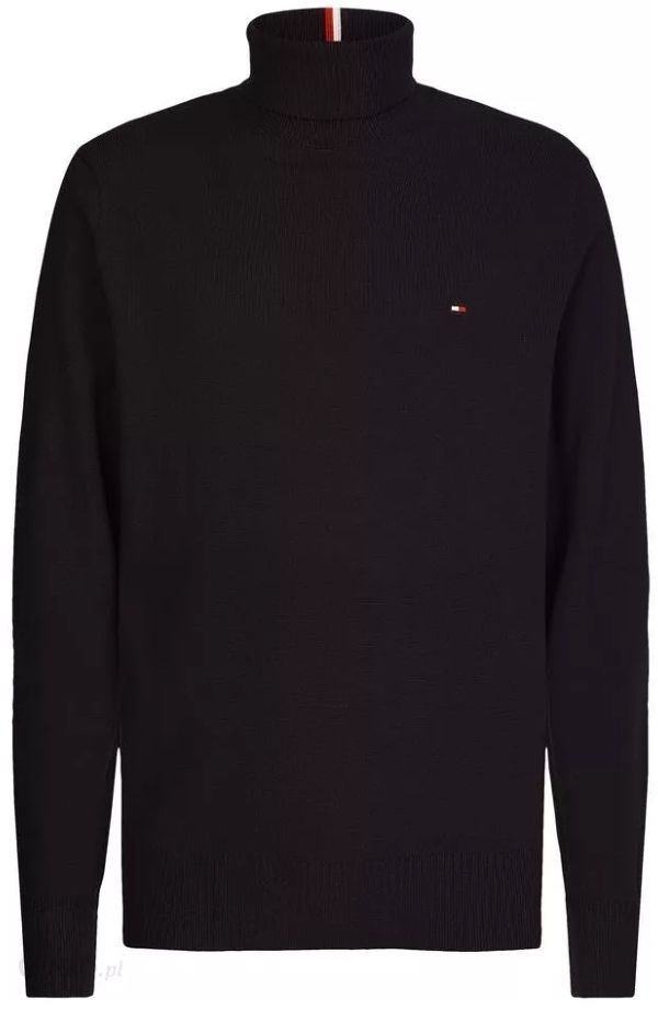 Tommy Hilfiger Sveter - PIMA COTTON CASHMERE ROLL NECK čierny
