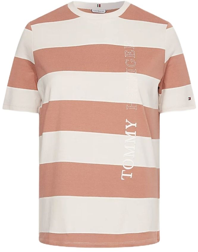 Tommy Hilfiger Tričko - REGULAR RUGBY STP C-NK TEE SS hnedé