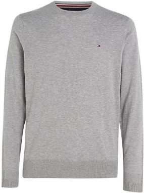 Sveter - TOMMY HILFIGER CORE COTTON-SILK CNECK sivý