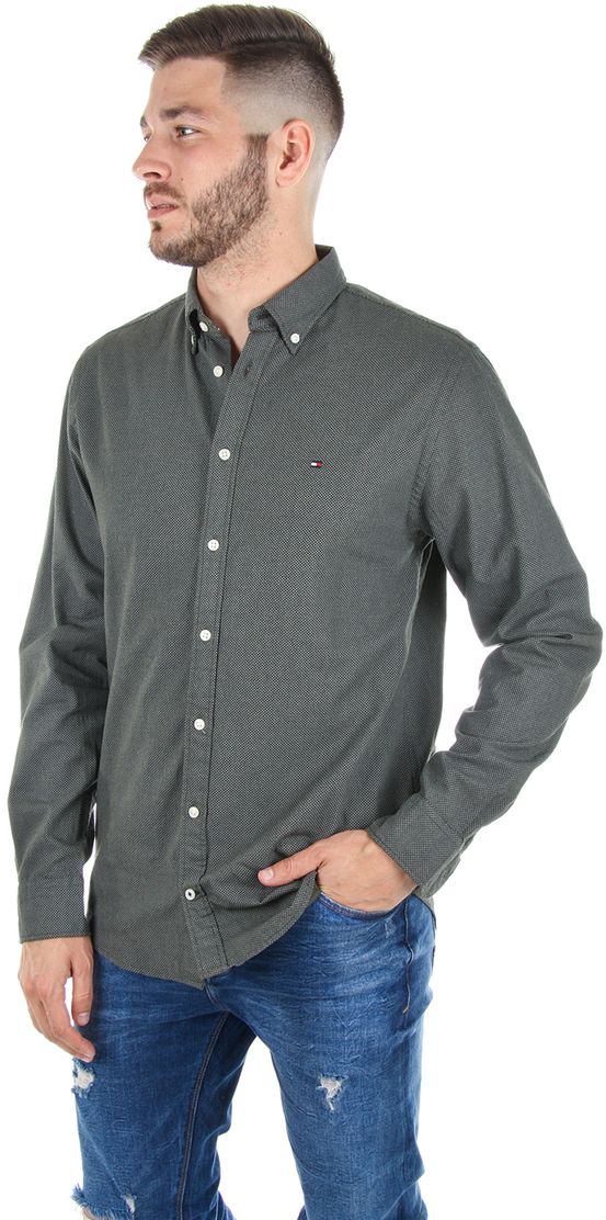Tommy Hilfiger Košeľa - HEATHER DOT PRINT SHIRT sivá
