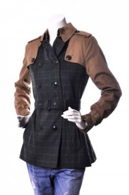 Tommy Hilfiger Trenčkot - MARYLIN CHK SHORT TRENCH čierny