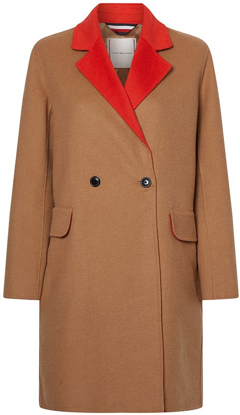 Tommy Hilfiger Kabát - WOOL BLEND DF DB BELTED COAT béžový