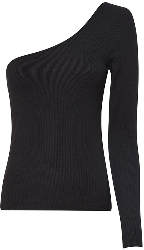 Tommy Jeans Top - TJW TINY TOMMY 1 ASYMETRIC RIB čierny
