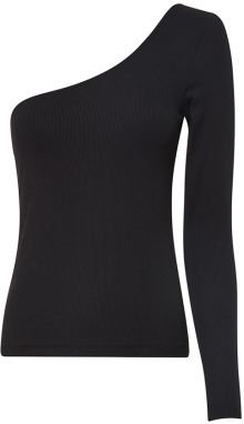 Tommy Jeans Top - TJW TINY TOMMY 1 ASYMETRIC RIB čierny