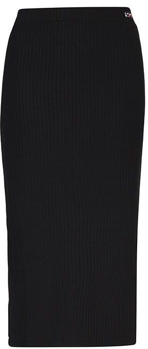 Tommy Jeans Sukňa - TJW TINY TOMMY 1 RIB MIDI SKIRT čierna