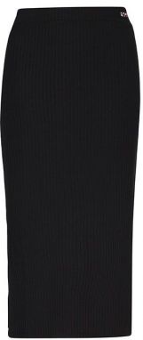 Tommy Jeans Sukňa - TJW TINY TOMMY 1 RIB MIDI SKIRT čierna