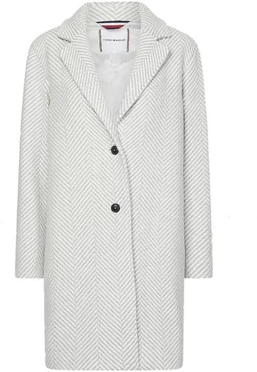 Tommy Hilfiger Kabát - HERRINGBONE SB COAT šedý