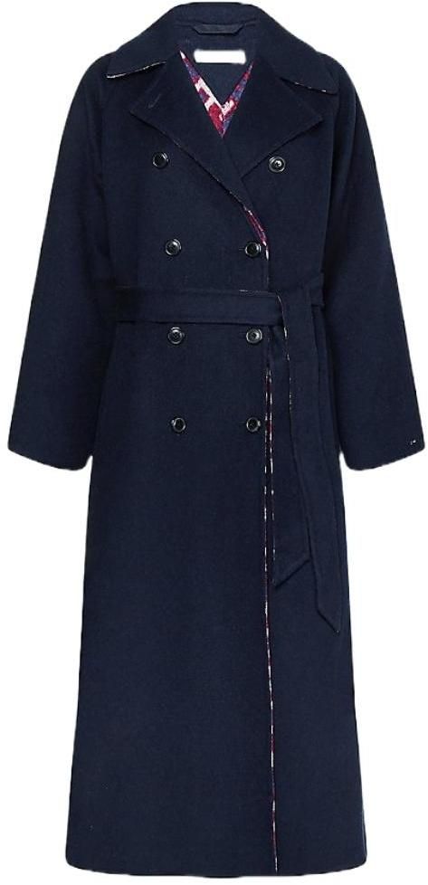 Tommy Hilfiger Kabát - WOOL BLEND DF JAQUAR vzorovaný