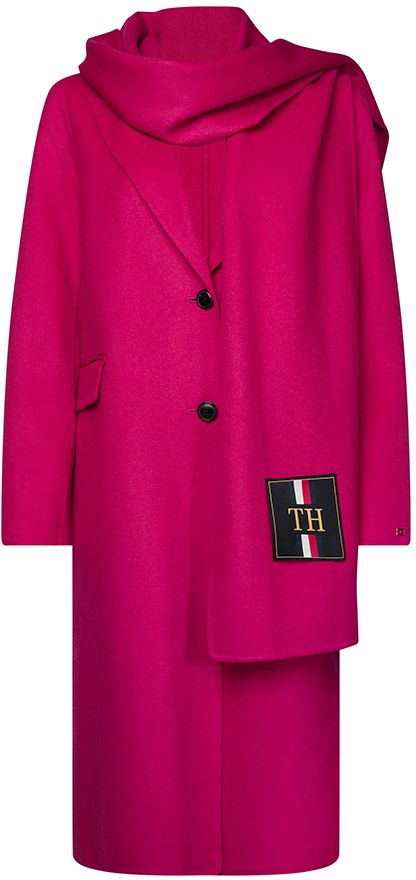 Tommy Hilfiger Kabát - BIANCA DF SCARF COAT ružový