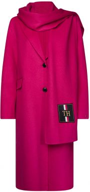 Tommy Hilfiger Kabát - BIANCA DF SCARF COAT ružový