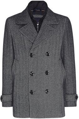 Tommy Hilfiger Kabát - PADDED PEACOAT sivý