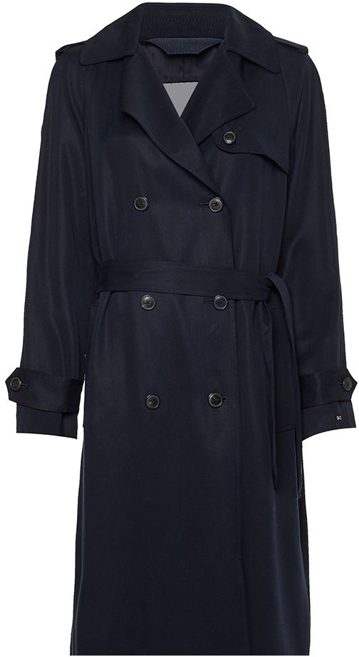 Tommy Hilfiger Trenčkot - TENCEL DB TRENCH modrý