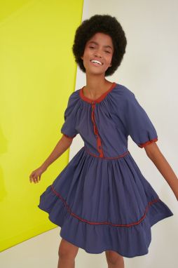 Trendyol Navy Blue Biye Detailed Dress