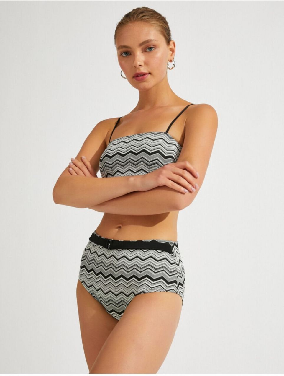 Koton Patterned Bikini Bottoms With Belt