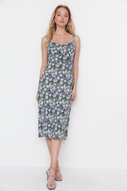 Trendyol Multicolored Woven Floral Strap Midi Dress