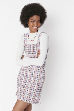 Trendyol Lilac Tassel Detailed Gilet Tweed Super Mini Dress