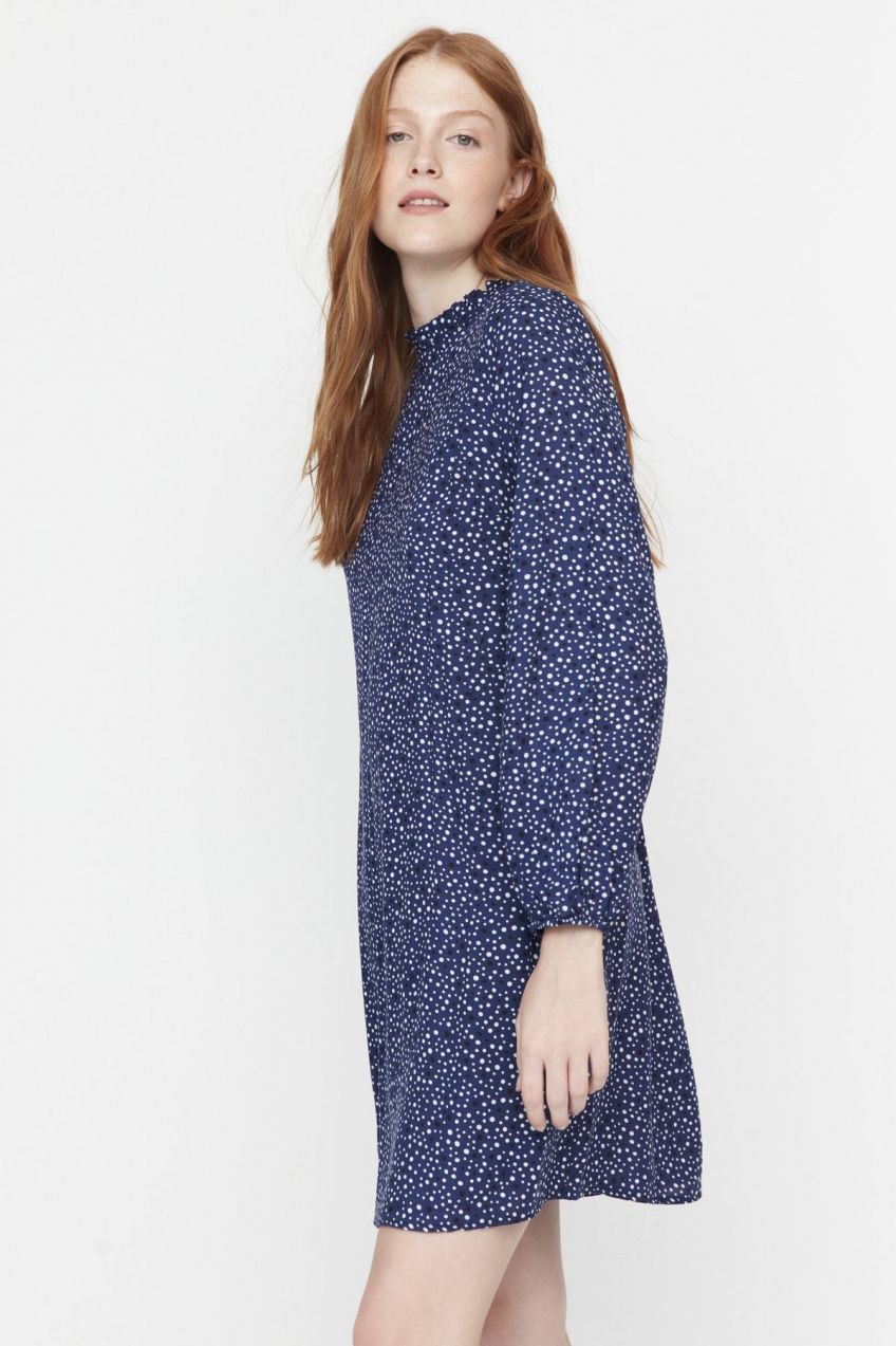 Trendyol Navy Blue Patterned Mini Woven Dress