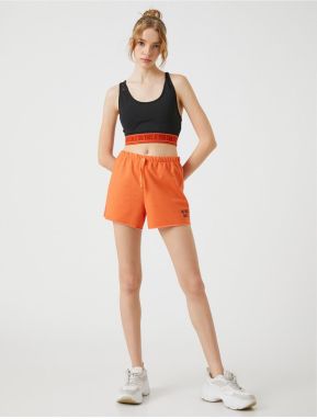 Koton Mini Sports Shorts with Embroidery Detail Tie Waist.