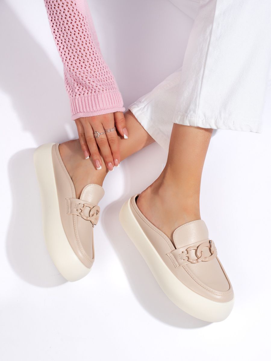 Shelvt Built-in stylish beige women's flip-flops