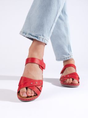 Shelvt Lightweight red women's platform sandals