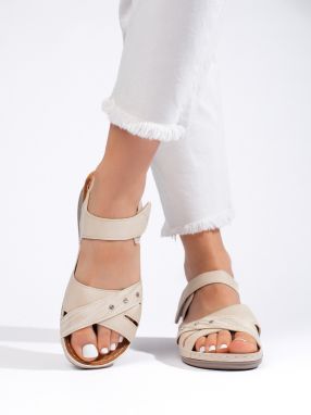 Shelvt Lightweight beige women's platform sandals