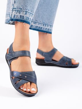 Shelvt Lightweight navy blue women's platform sandals