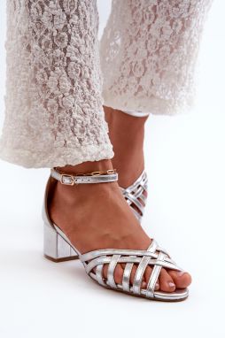Women's sandals made of eco-leather on a low heel Silver Monsha